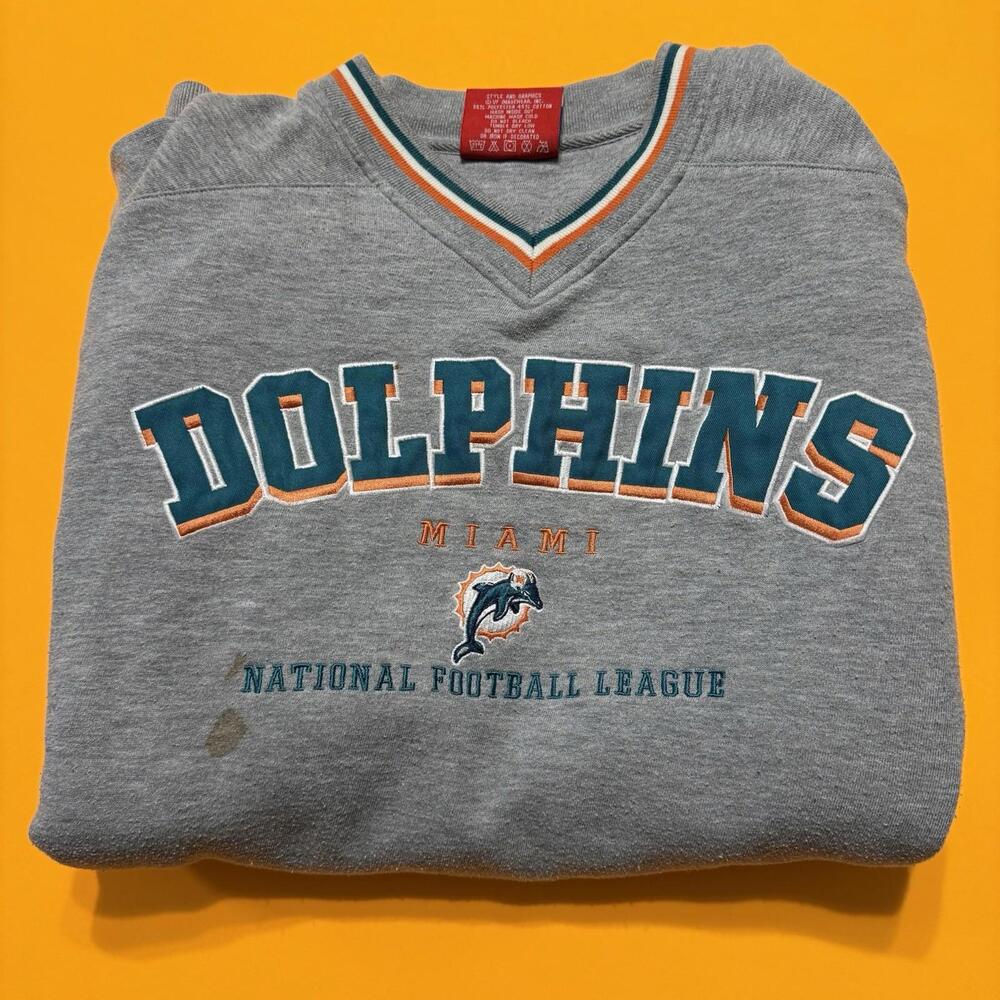Vintage NFL Miami Dolphins Crewneck Sweatshirt Embroidered Men’s Large